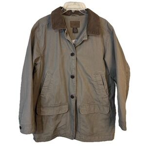 Austin Clothing Co Barn Jacket Woman L Brown Vintage Blue Floral Lining Cotton